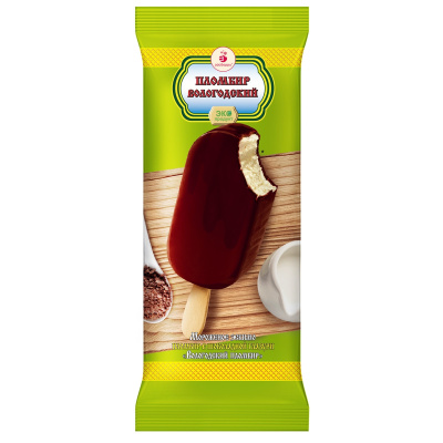 Мороженое ВОЛОГОДСКИЙ ПЛОМБИР молочно-шоколадная глазурь эскимо 80г 