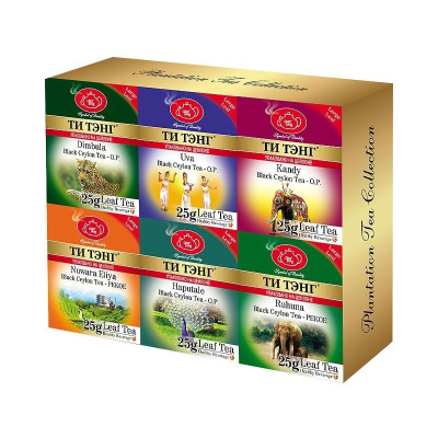 Чай ТИ ТЭНГ Плантационная коллекция (Ува, Димбула, Канди, Рухуна, Хапатале, Нувараэлия) 6x25г в картонной коробке