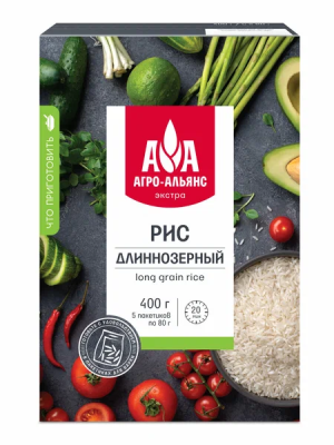 Рис АГРОАЛЬЯНС Длиннозёрный в пакетиках для варки 80гx5