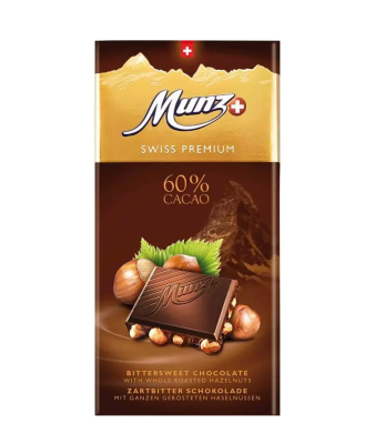 Шоколад Munz™ горький 60% с обжаренным фундуком 100гр.