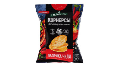 Чипсы ДОКТОР КОРНЕР цельнозерновые кукурузно рисовые с паприкой и чили 50г