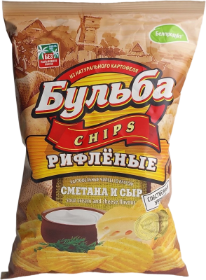 Чипсы из сырого картофеля Бульба со вкусом сметаны и сыра, 75гр. ООО Белпродукт