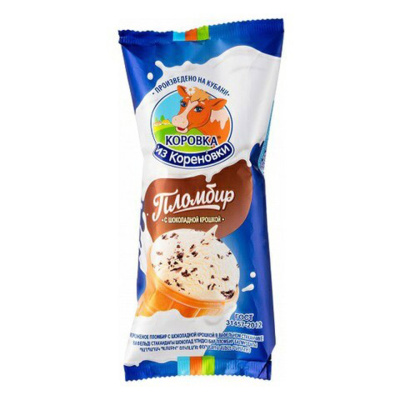 Мороженое КОРОВКА ИЗ КОРЕНОВКИ пломбир ванильный с шоколадной крошкой 80г