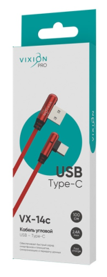 Кабель ВИКСИОН ПРО угловой USB Лайтнинг красный 1м