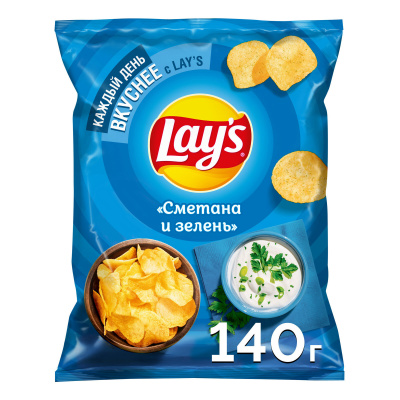 Чипсы Лэйс Сметана и зелень, 140гр. 