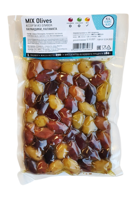 Оливки ЭЛЬ ГРЕКО Микс из оливок каламата и халкидики 200г вакуум