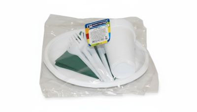 Одноразовая посуда набор Пикник на 6 персон (ст. 0,2 л/тар/вил/нож/салф) Мистерия