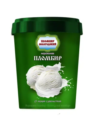 Мороженое пломбир ведро 480г Вологодский пломбир