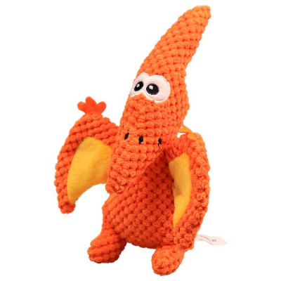 Игрушка для собак Птерозавр плюшевая с пищалкой 23 см оранжевая Mr.Kranch
