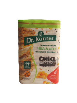 Хлебцы ДОКТОР КОРНЕР тонкие Чиа и лен кукурузно-рисовые Dr.Korner 100гр.