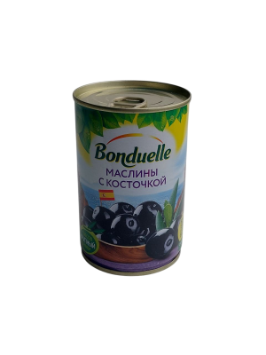 Маслины БОНДЮЭЛЬ чёрные с/к 300г