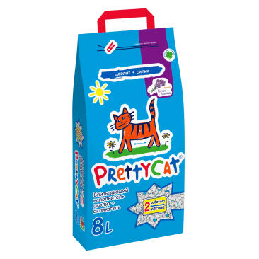 Наполнитель PrettyCat впитывающий глиняный Naturel с ароматом лаванды 4кг.(8 л.)