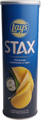 Чипсы Лэйс Стакс Нежная сметана и лук,140гр.