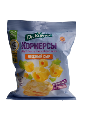 Чипсы ДОКТОР КОРНЕР цельнозерновые кукурузно рисовые нежный сыр 50г