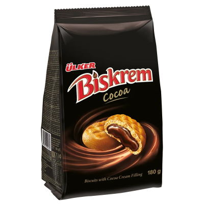 Печенье Biskrem с какао кремовой начинкой, Ulker 180гр.