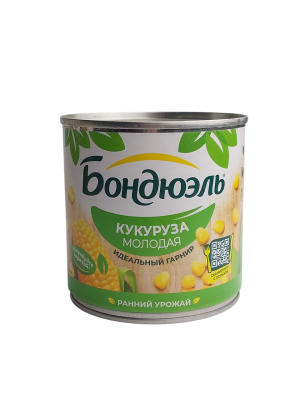 Кукуруза Бондюэль молодая, 340гр. ж/б нетто 280гр.