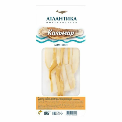 Кальмар г/к филе ломтики 80г Атлантика