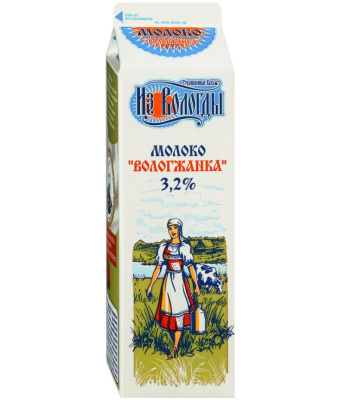 Молоко пастеризованное Вологжанка 3,2%, 970 мл Вологда