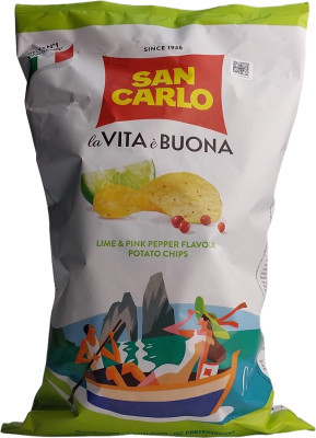Чипсы Сан Карло Piu Gusto Лайм и розовый перец 150г