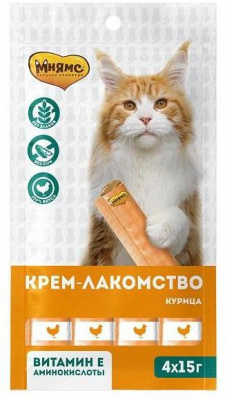 Лакомство крем для кошек с курицей 15г х 4шт