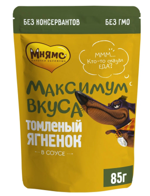Пауч Мнямс с ягненком в соусе для собак Максимум вкуса, 85 гр