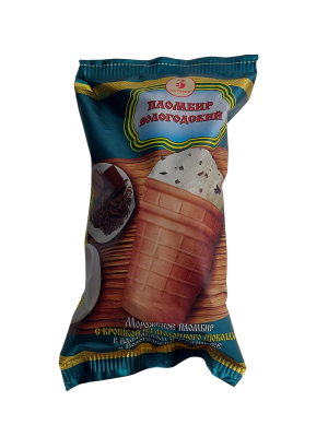 Мороженое Вологодский пломбир с крошкой из мол. шоколада в ваф. стакнчике, 100гр.