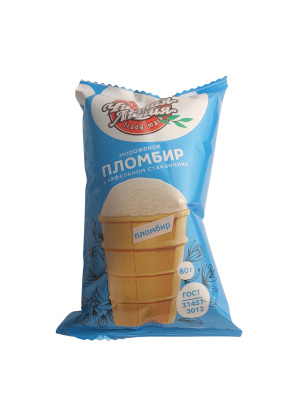 Мороженое Пломбир ванильный в вафельном стаканчике 80г флоупак Чистая Линия