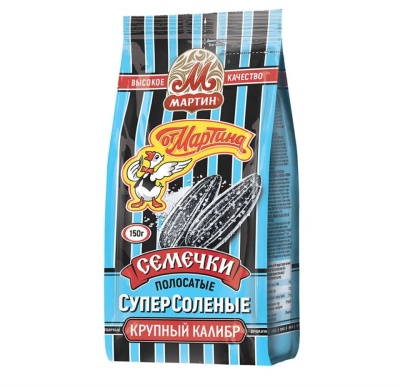 Семечки ОТ МАРТИНА Отборные полосатые суперсолёные 150г