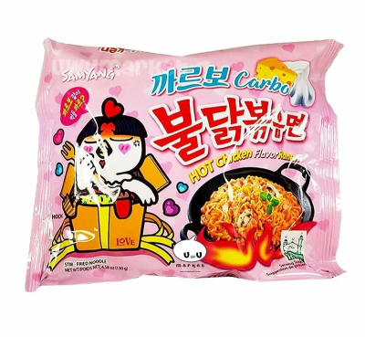 Лапша быстрого приготовления Samyang Hot Chicken Flavour Ramen Corbo со вкусом курицы и соуса карбонара острая, 130 гр Р.Корея
