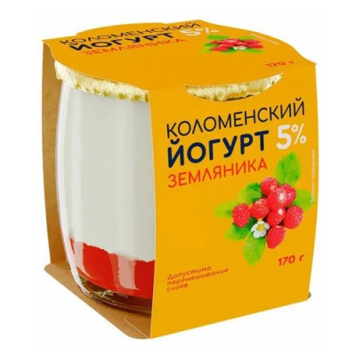 Йогурт Коломенский 5% Земляника 170 г стекло