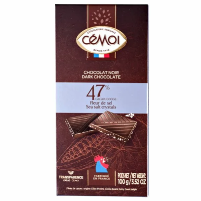 Шоколад горький CEMOI 47% какао с кристалами морской соли 100гр.