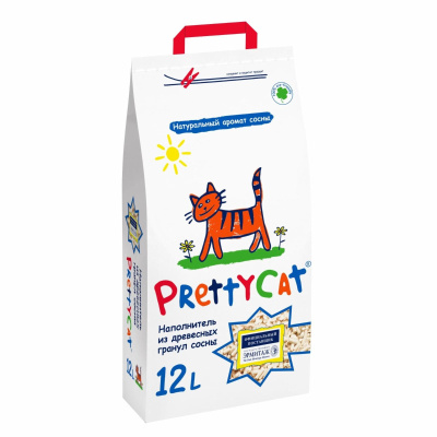 Наполнитель PrettyCat из древесных гранул сосны, 12 л.