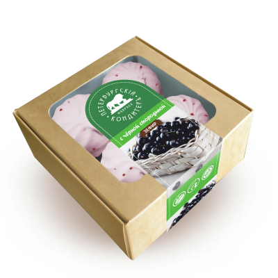 Зефир с натуральными ягодами чёрной смородины 200г крафт в обечайке Петербургский Кондитеръ
