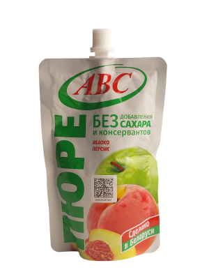 Пюре АВС Яблоко-персик 200г дой-пак