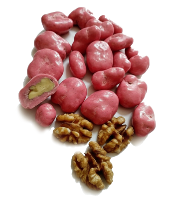 Грецкий орех МАЛИНА в йогурто-шоколадной глазури с малиной (1160), вес КФ Белое Озеро