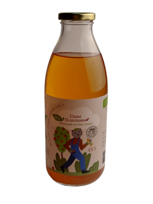 Сок САДЫ ПЛЕСКАВЫ яблочный без сахара 750мл стеклянная бутылка