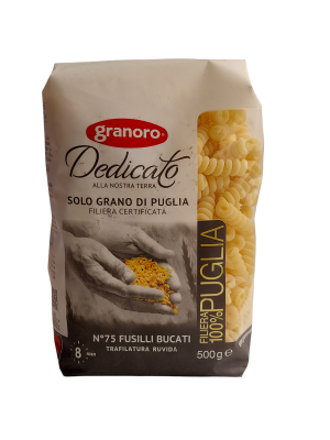 Макаронные изделия из твердых сортов пшеницы GranOro Dedicato № 75 "Фузили Букати" 500 г 