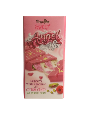 Шоколад белый ANGEL HAIR Beyoglu с малиновым вкусом и фисташковой начинкой, 170гр.