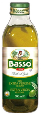 Масло БАССО Экстра Вёрджин оливковое нерафинированное 0,5л ст/б узкая