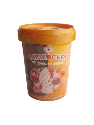 Мороженое Филевское пломбир Миндальная вишня 550г. ведро