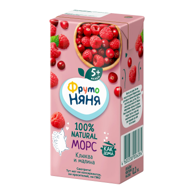 Морс клюква/малина для питания детей раннего возраста 0,2л ФрутоНяня
