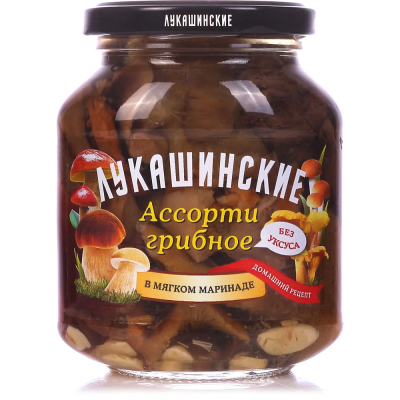 Грибы Ассорти Владимирские маринованные 340 г Лукашинские