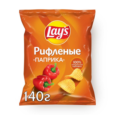 Чипсы Лэйс Рифленые Паприка, 140гр. 