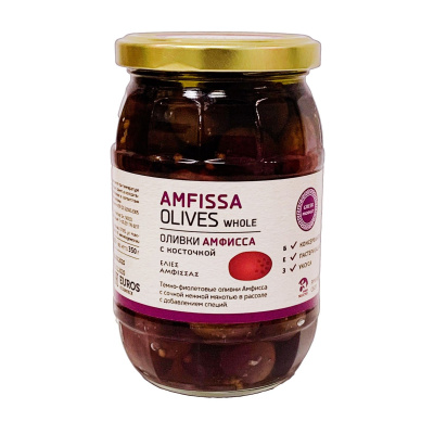 Оливки ЭКО ГРИС Амфисса с косточкой 350г
