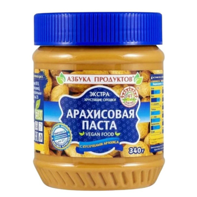 Арахисовая паста с кусочками арахиса 340г. ™Азбука продуктов