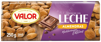 Шоколад молочный VALOR с миндалем 250гр.