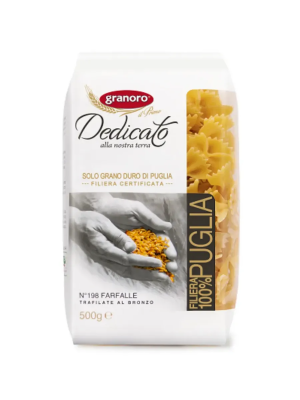 Макаронные изделия из твердых сортов пшеницы GranOro Dedicato № 198 "Фарфалле" 500 г 