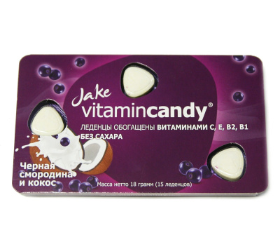 Леденцы Jake VitaminCandy Черная смородина и кокос, 18гр, 15 шт