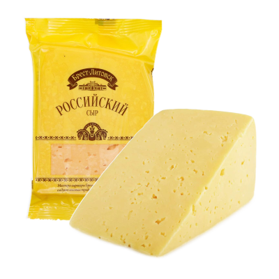 Сыр БРЕСТ-ЛИТОВСК Российский полутвёрдый м.д.ж. 50% 1/6 евроблока вес