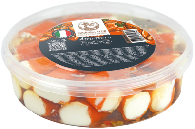 Антипасти БУРЁНКА КЛАБ жёлтый перчик с мягким сыром в масле 0,5кг